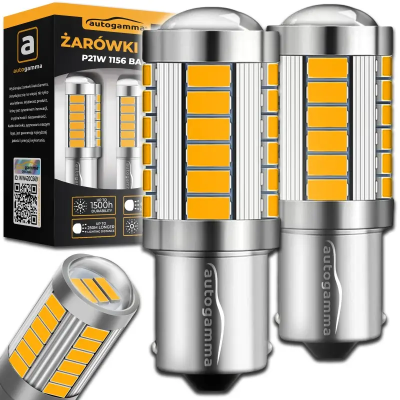 Żarówka P21W 1156 BA15S33 x LED SMD Pomarańczowa 2 szt. Najlepsza cena