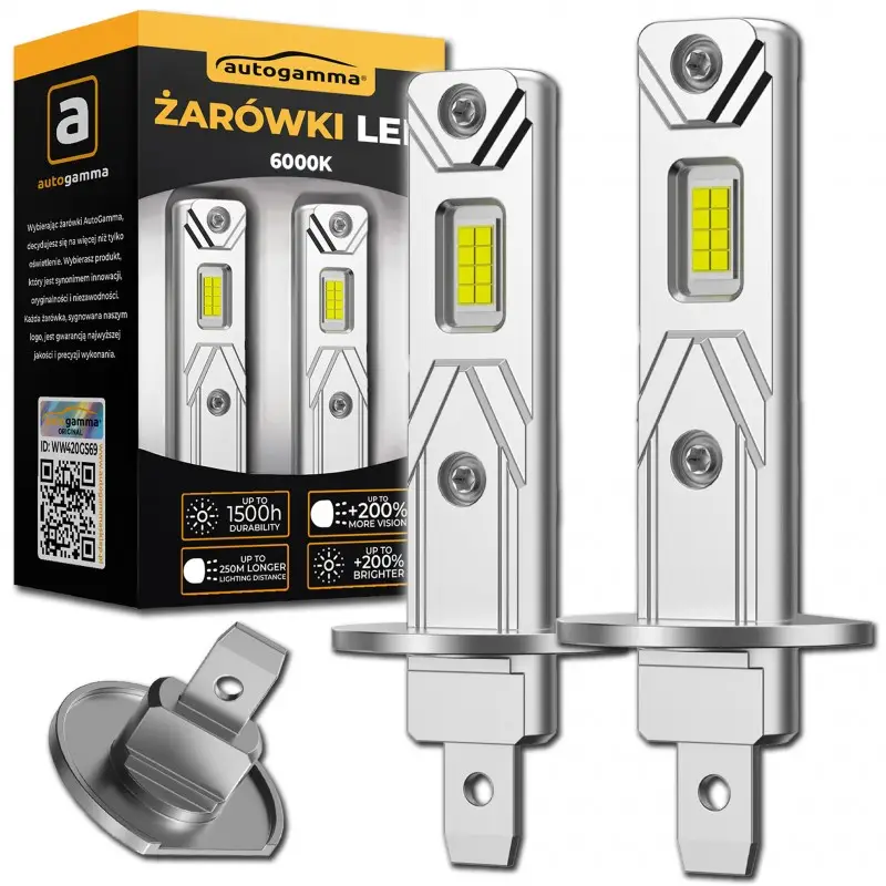 Żarówki LED H1 Auto Gamma 12V Mocne 6000K 1:1 Plug&Play 2 szt. Kup teraz