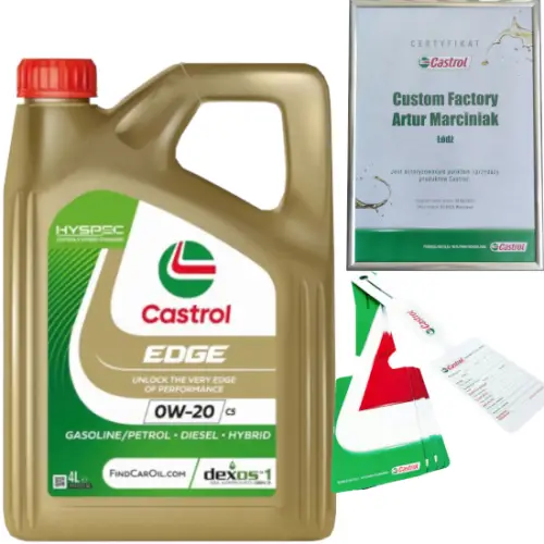 Premium CASTROL EDGE 0W20 C5 4L DEXOS1 GEN3 MB 229.71 FORD WSS-M2C947-A + ZAWIESZKA