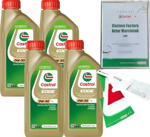 CASTROL EDGE 0W30 LL 4L BMW LL-04 VW 504 00/ 507 00 + ZAWIESZKA Premium