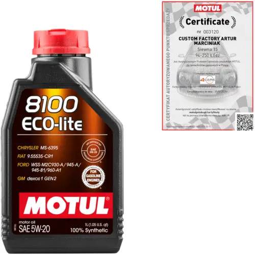 Hit cenowy MOTUL 8100 ECO-LITE 5W20 1L GM DEXOS1 GEN2 FORD WSS-M2C930-A