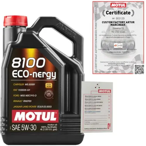 Cena promocyjna MOTUL 8100 ECO-NERGY 5W30 A5/B5 4L RN0700 FORD WSS-M2C913-D + ZAWIESZKA